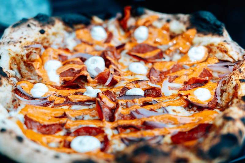 Anthony coal fired pizza with pepperoni and roasted peppers